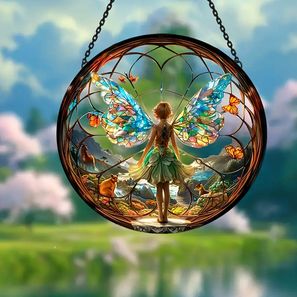 Zauberhafter Wald Sonnenfänger Gemalte Fensterdekorationen Dekohänger für Fenster