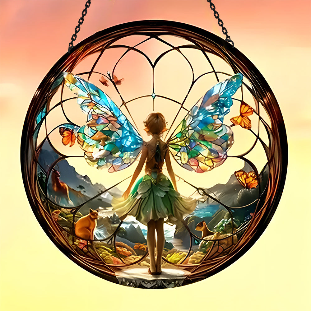 Zauberhafter Wald Sonnenfänger Gemalte Fensterdekorationen Dekohänger für Fenster