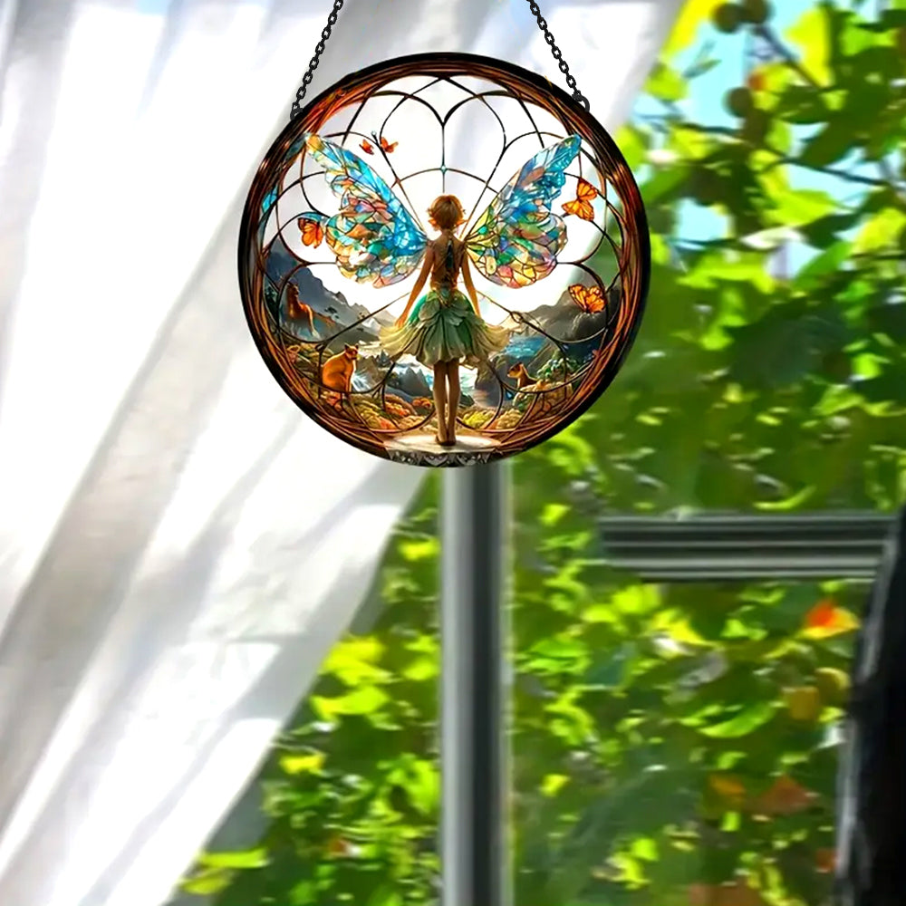 Zauberhafter Wald Sonnenfänger Gemalte Fensterdekorationen Dekohänger für Fenster