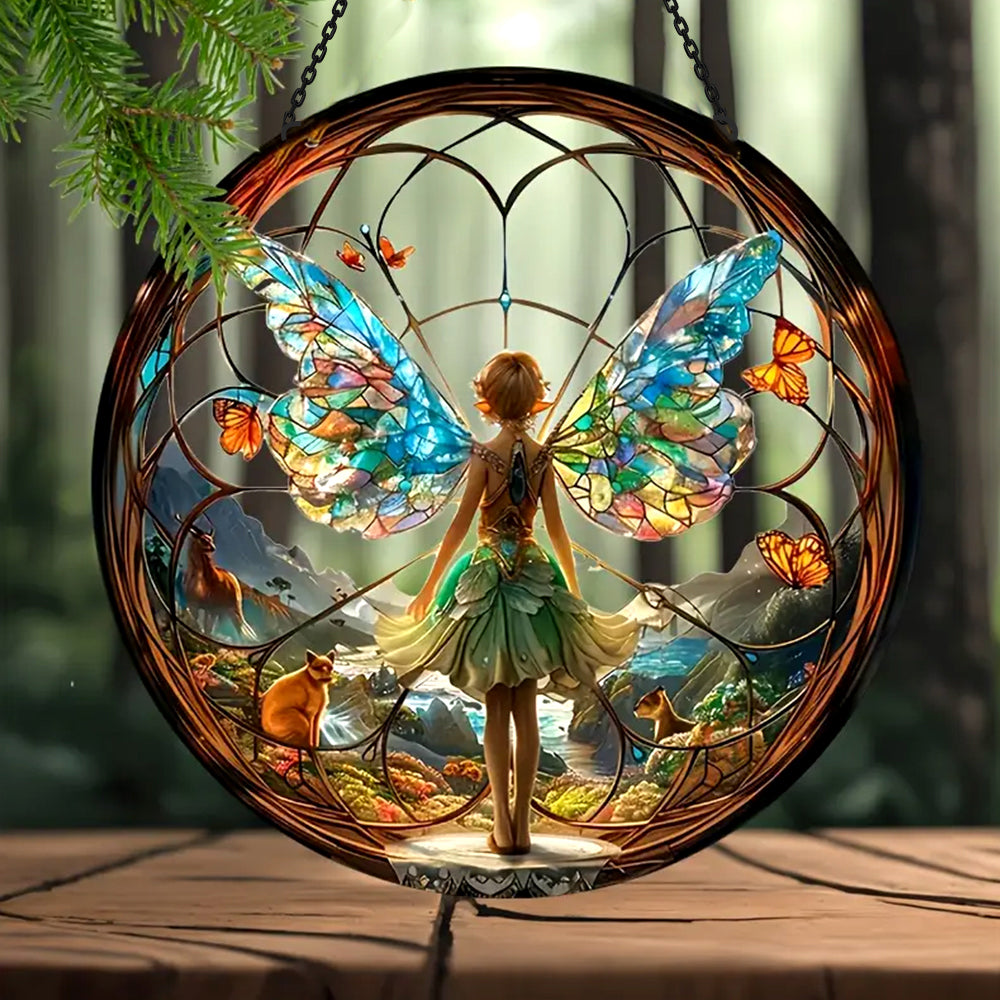 Zauberhafter Wald Sonnenfänger Gemalte Fensterdekorationen Dekohänger für Fenster