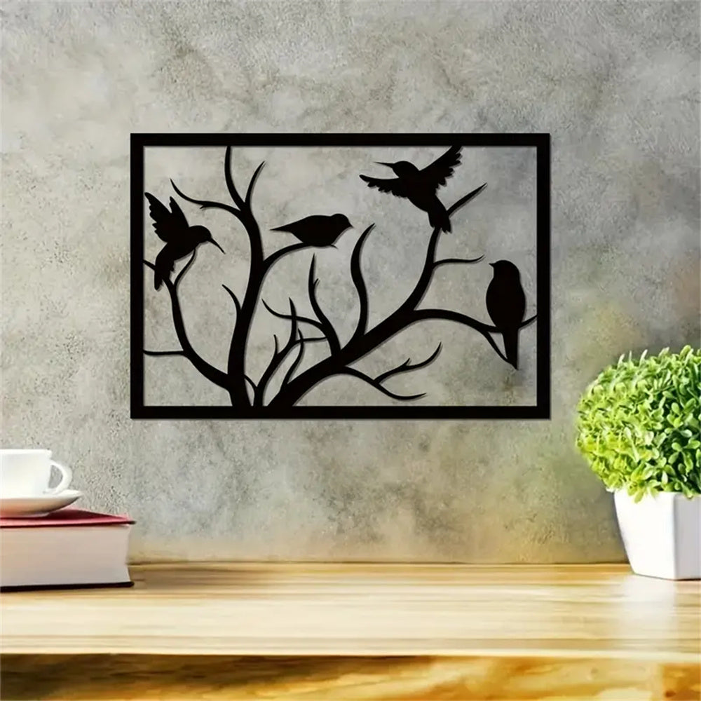 Metall Stehender Vogel auf Zweig Wandkunst