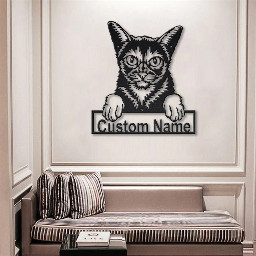 Abessinier Katze Metall Kunst Personalisiert Metall Name Schild