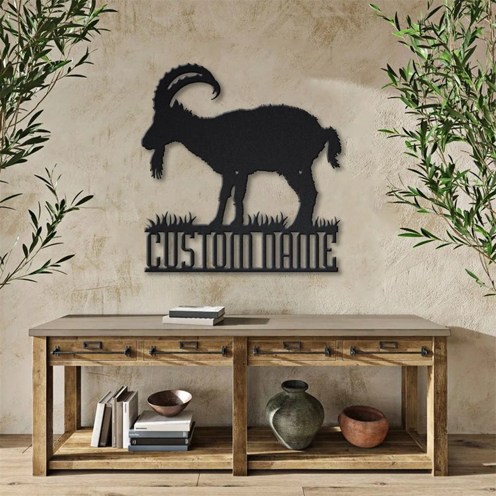 Alpensteinbock Ziege Metall Kunst Personalisiert Metall Name Schild