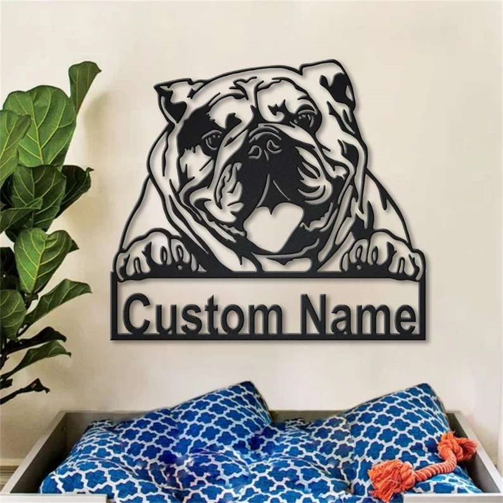 Amerikanischer Bulldogge Metall Wandkunst Hundeliebhaber Personalisiert Metall Schild