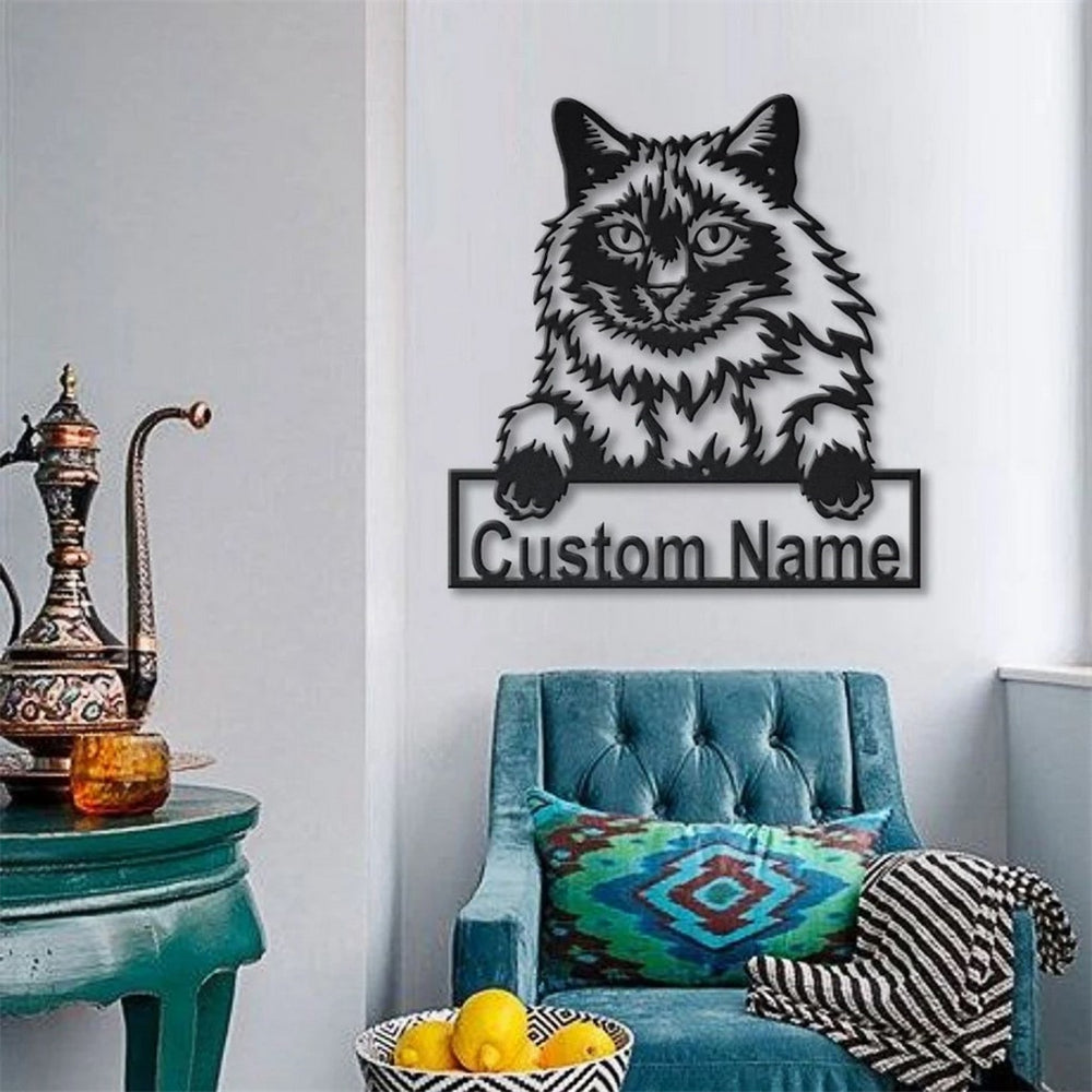 Balinesische Katze Metall Kunst Personalisiert Metall Name Schild