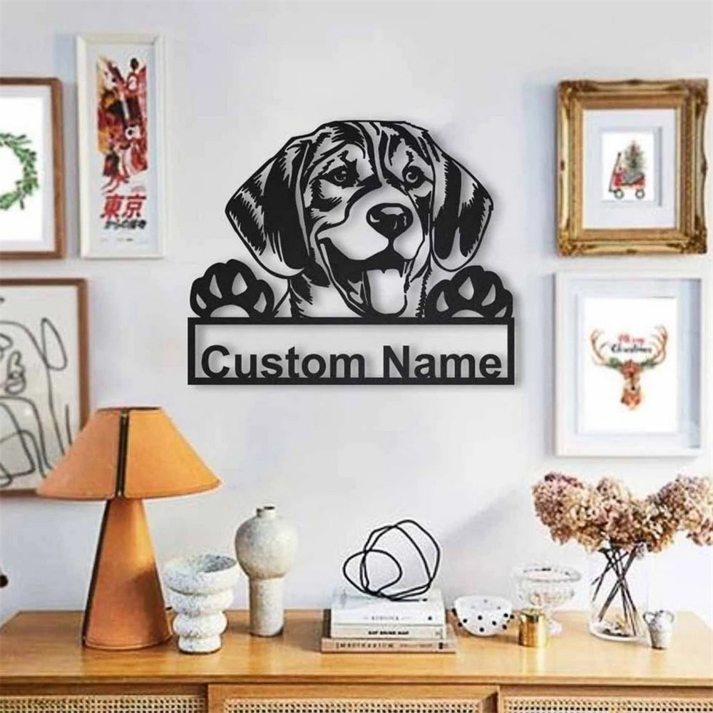 Beagle Hund Metall Kunst Personalisiert Metall Name Schild