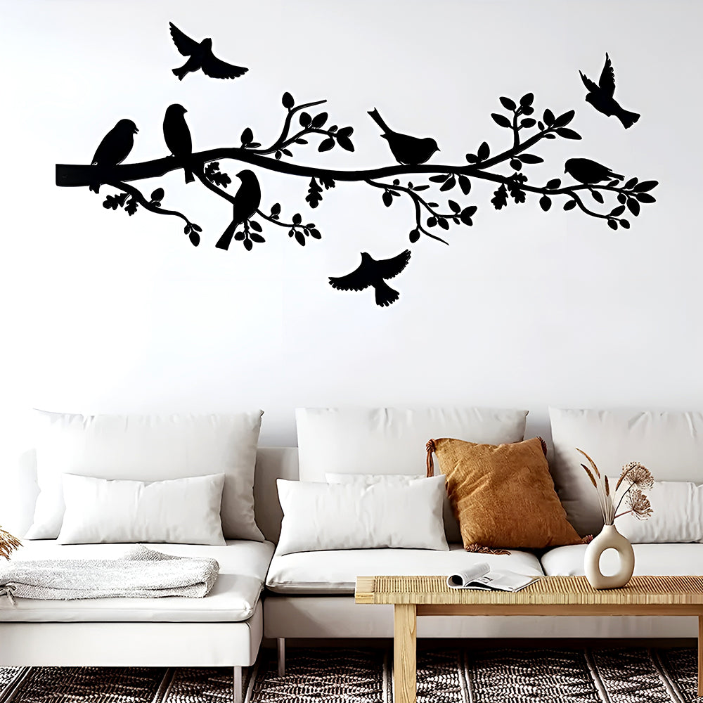 2 Stück Einfache Vögel auf Dem Baum Stehend Kunst Silhouette Dekorative Wand Metall