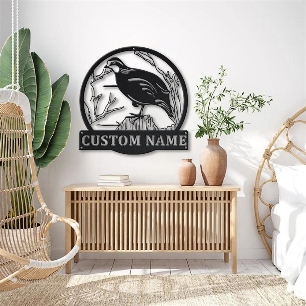 Wachtel Vogel Metall Kunst Personalisiert Metall Name Schild