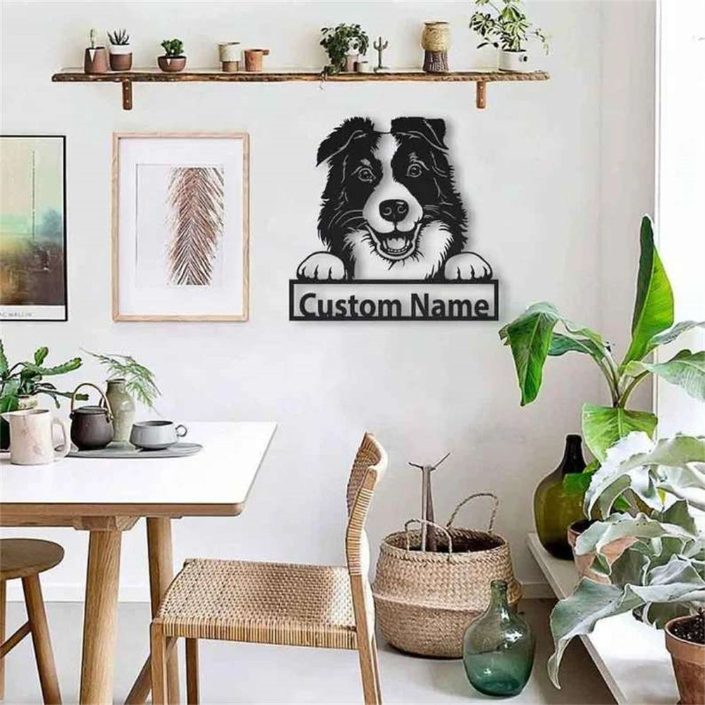 Border Collie Hund Metall Wandkunst Hundeliebhaber Personalisiert Metall Schild