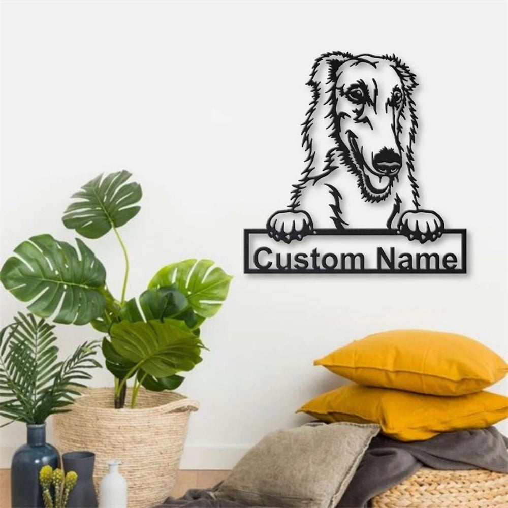 Borzoi Hund Metall Kunst Personalisiert Metall Name Schild