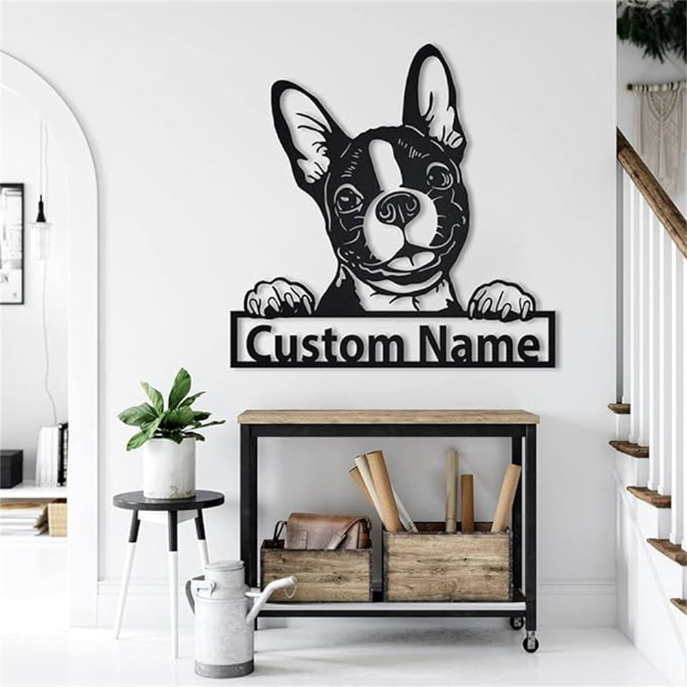 Personalisiert Boston Terrier Hund Metall Schild Kunst