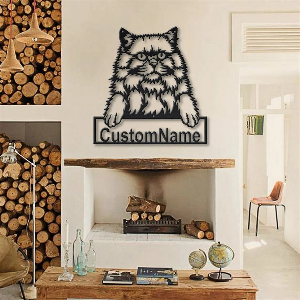 Britische Langhaarkatze Metall Kunst Personalisiert Metall Name Schild