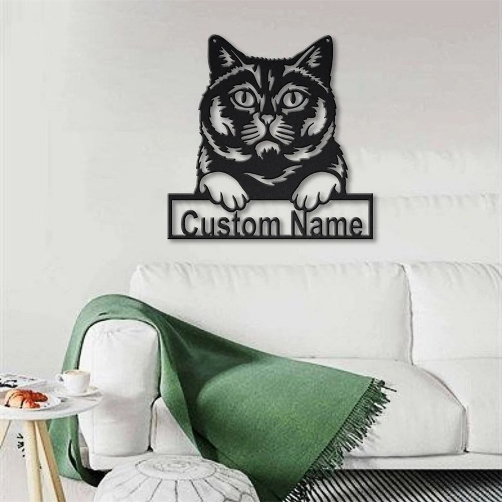 Britische Kurzhaarkatze Metall Kunst Personalisiert Metall Name Schild