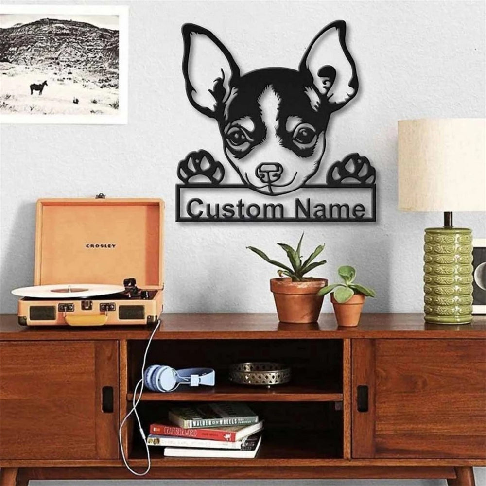 Chihuahua Hund Metall Kunst Personalisiert Metall Name Schild