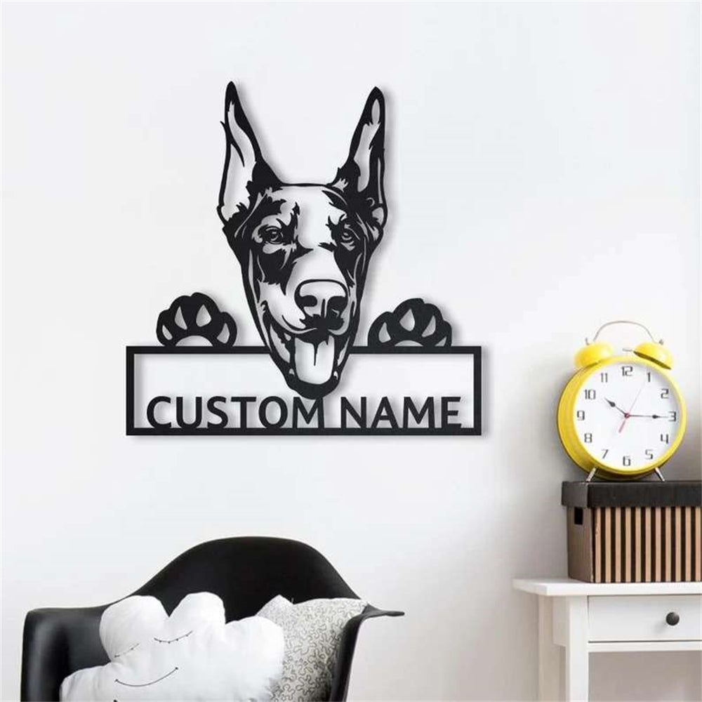 Dobermann Metall Wandkunst Hundeliebhaber Personalisiert Metall Schild