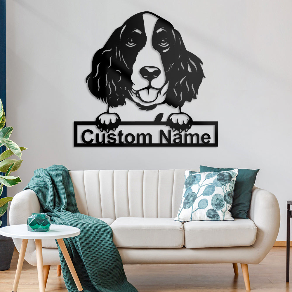 Englischer Springer Spaniel Hund Metall Wandkunst Hundeliebhaber Personalisiert Metall Schild