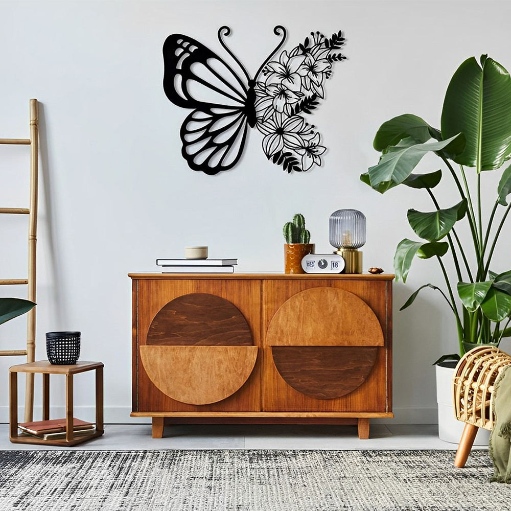 Schwarzer Schmetterling Metall Wandkunst