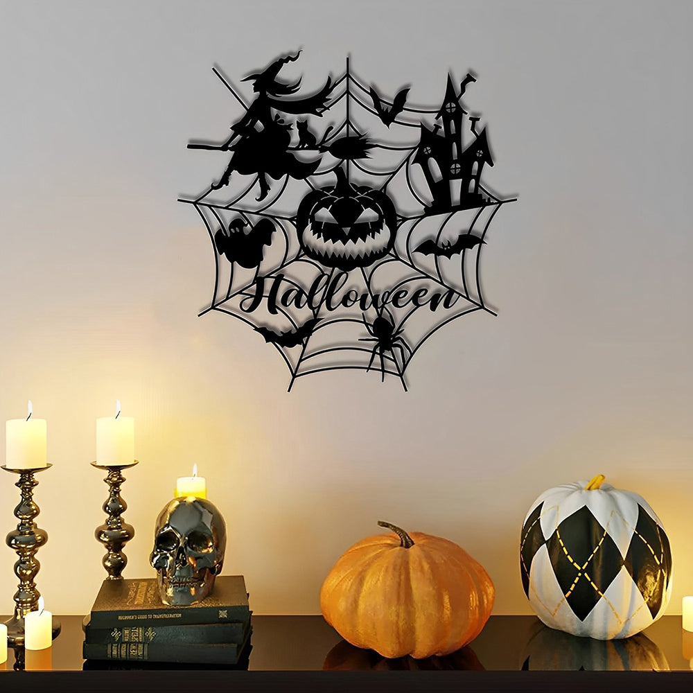 Halloween Spinnennetz Metall Wandkunst