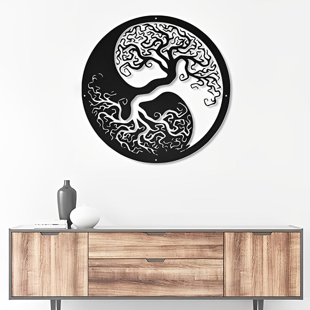 Yin Yang Tai Chi Lebensbaum Metall Wandkunst