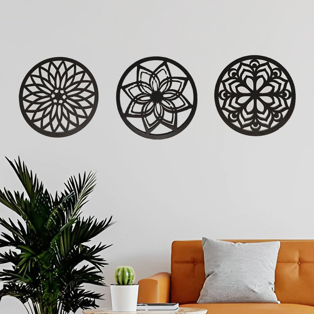 3 Stile Mandala Lotus Metall Wandkunst