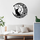 Katze Mond und Blumen Metall Wandkunst