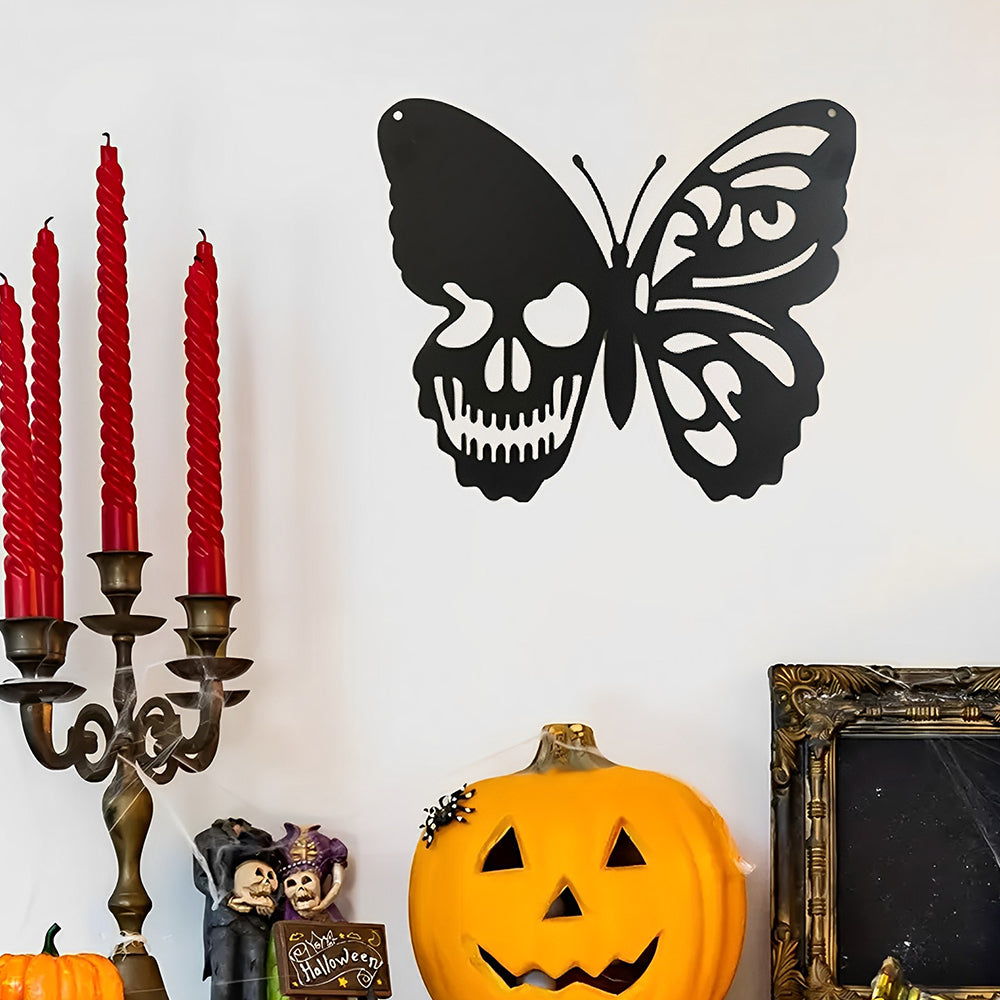 Halloween Skelett Schmetterling Metall Wandkunst