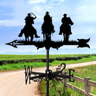 3-Personen Western Cowboy Edelstahl Wetterfahne