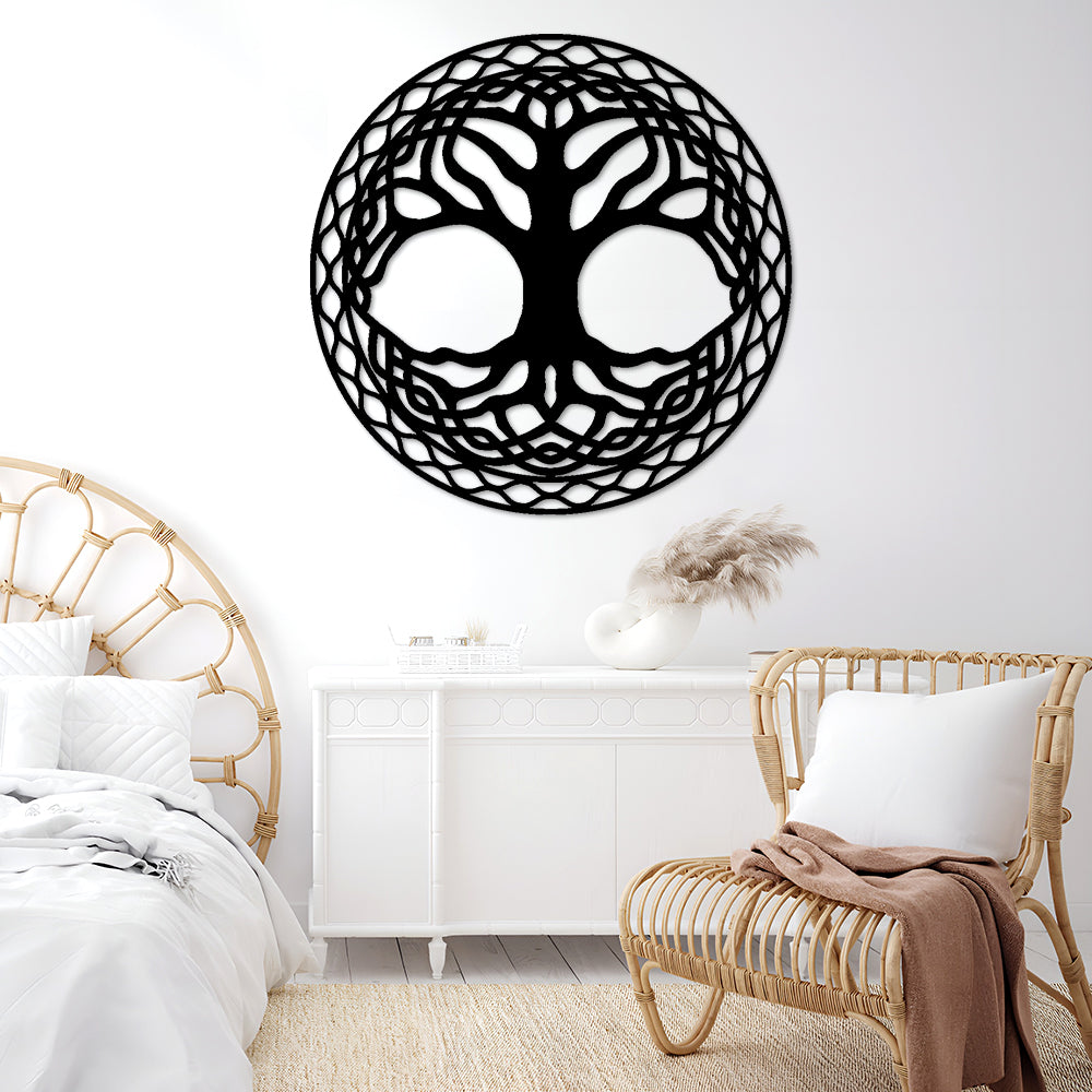 Ornamentaler Keltischer Lebensbaum Metall Wandkunst