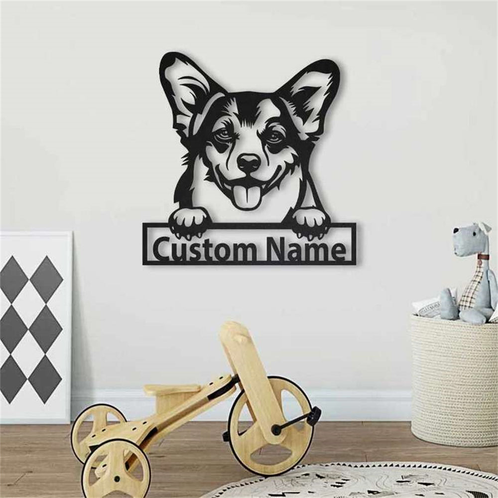 Welsh Corgi Hund Metall Wandkunst Hundeliebhaber Personalisiert Metall Schild