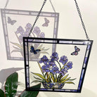 Blaue Iris und Schmetterling Sonnenfänger Gemalte Fensterdekorationen Dekohänger für Fenster