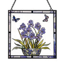 Blaue Iris und Schmetterling Sonnenfänger Gemalte Fensterdekorationen Dekohänger für Fenster