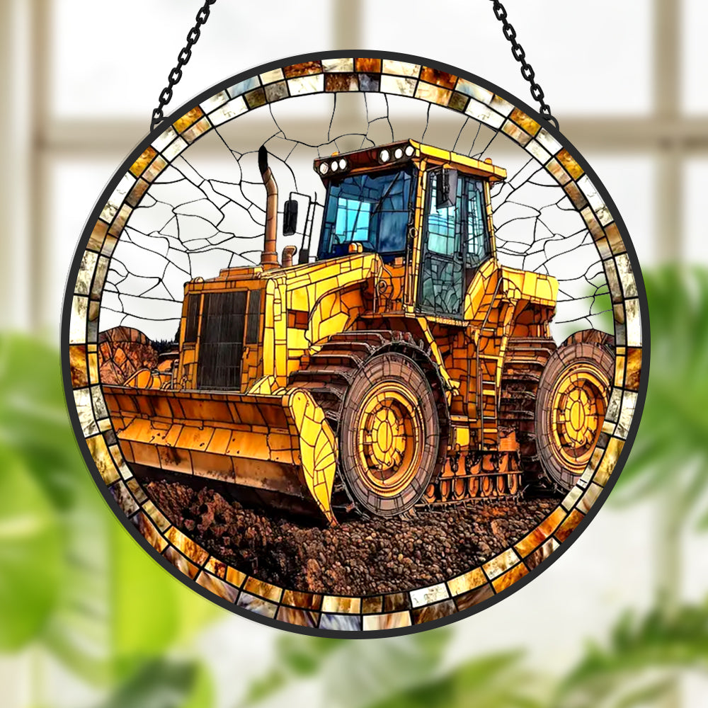 Bulldozer Sonnenfänger Gemalte Fensterdekorationen Fenster-hängendes Dekor