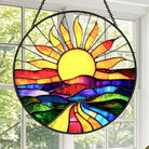 Bunte Sonnenlandschaft Sonnenfänger Gemalte Fensterdekorationen Dekohänger für Fenster