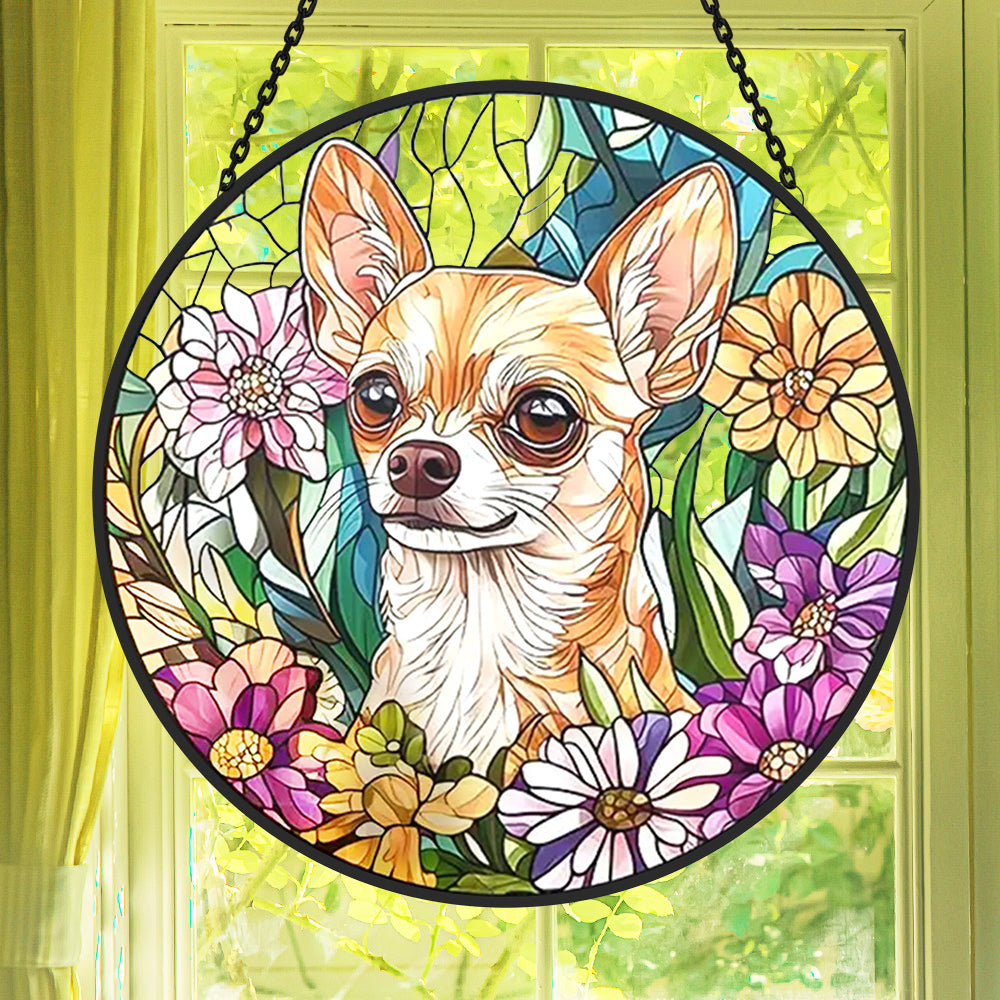 Chihuahua Sonnenfänger Gemalte Fensterdekorationen Dekohänger für Fenster