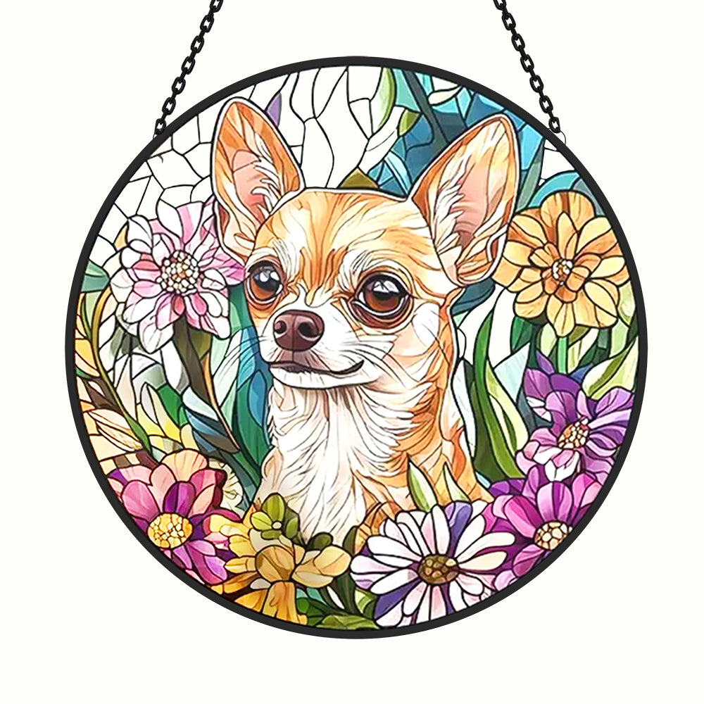 Chihuahua Sonnenfänger Gemalte Fensterdekorationen Dekohänger für Fenster