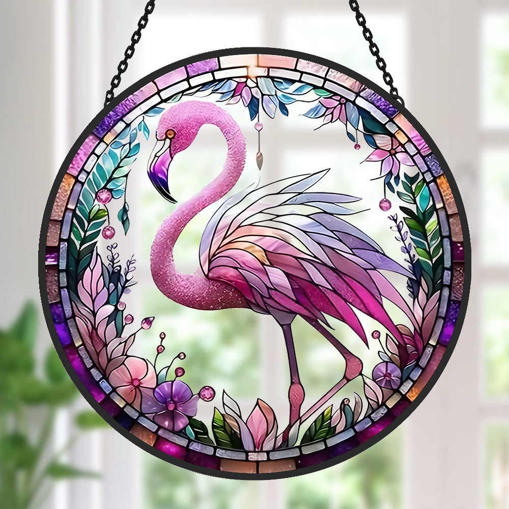 Flamingo Sonnenfänger Gemalte Fensterdekorationen Dekohänger für Fenster
