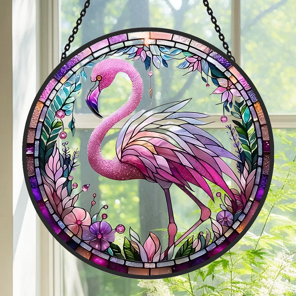 Flamingo Sonnenfänger Gemalte Fensterdekorationen Dekohänger für Fenster
