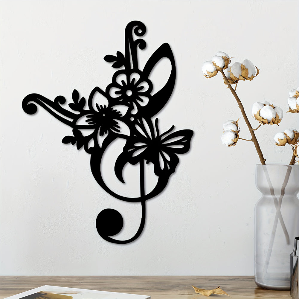 Blume und Musikalischer Hinweis Metall Wanddekoration