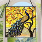 Goldener Pfau Sonnenfänger Gemalte Fensterdekorationen Dekohänger für Fenster
