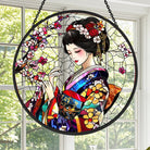 Japanerin im Kimono Sonnenfänger Gemalte Fensterdekorationen Dekohänger für Fenster