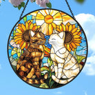Katze und Blumen Sonnenfänger Gemalte Fensterdekorationen Dekohänger für Fenster
