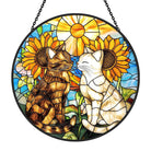 Katze und Blumen Sonnenfänger Gemalte Fensterdekorationen Dekohänger für Fenster