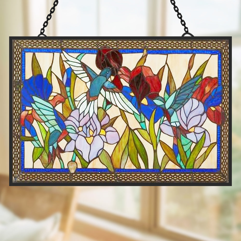 Kolibri und Blumen Sonnenfänger Gemalte Fensterdekorationen Dekohänger für Fenster