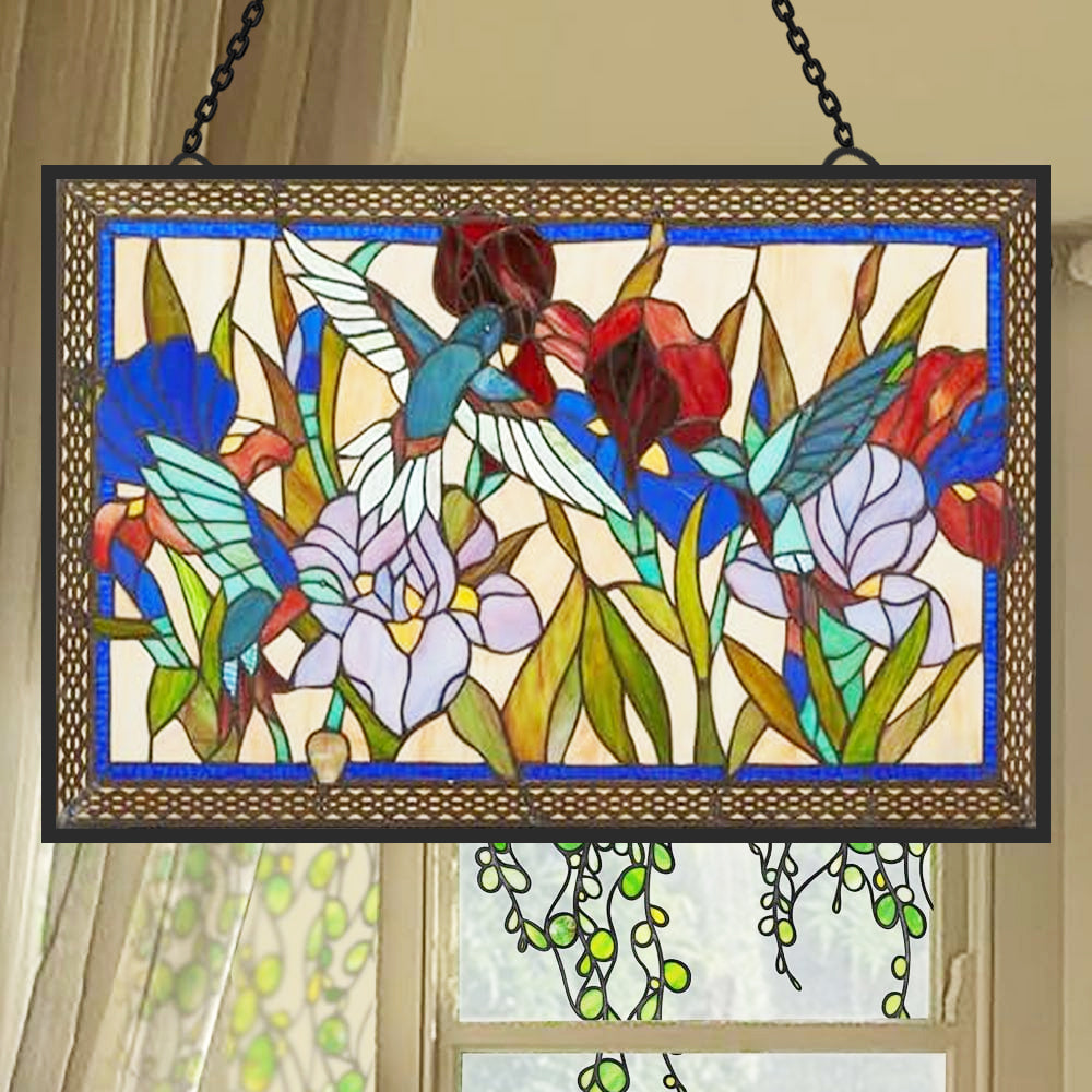Kolibri und Blumen Sonnenfänger Gemalte Fensterdekorationen Dekohänger für Fenster