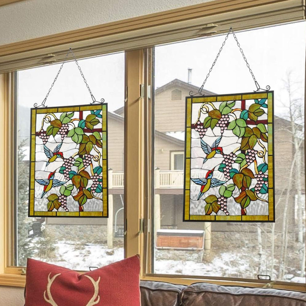 Kolibri und Traubenspalier Sonnenfänger Gemalte Fensterdekorationen Dekohänger für Fenster
