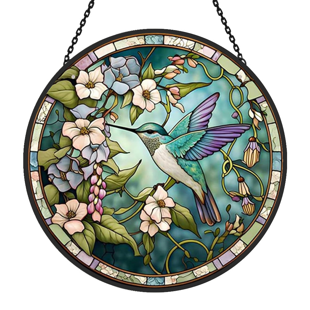 Kolibris und Blumen Sonnenfänger Gemalte Fensterdekorationen Dekohänger für Fenster