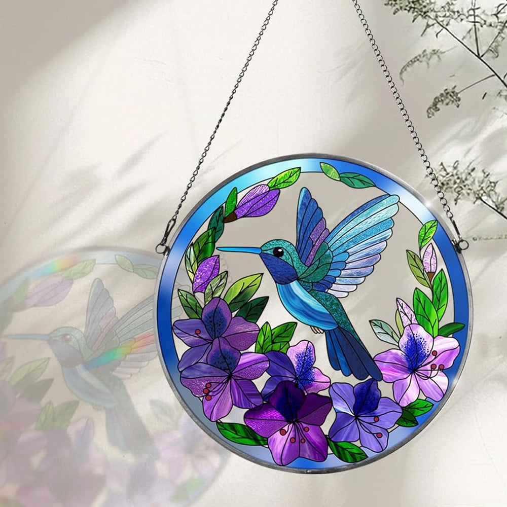 Kolibris und Blumen Sonnenfänger Gemalte Fensterdekorationen Dekohänger für Fenster