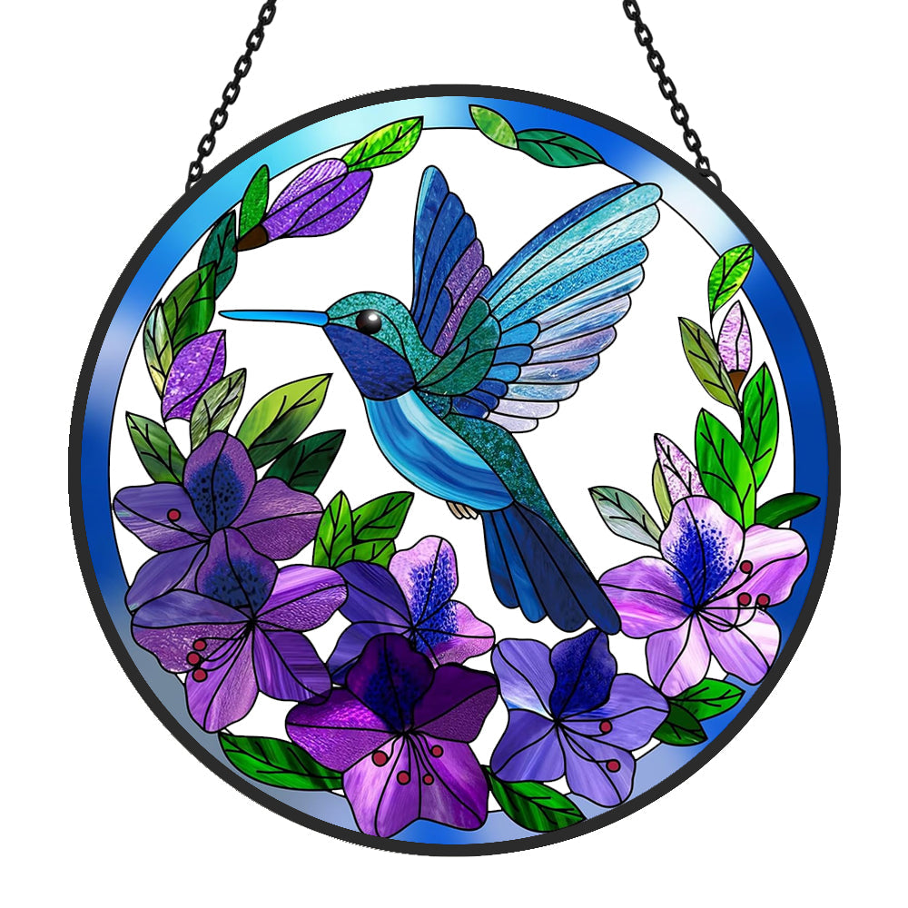 Kolibris und Blumen Sonnenfänger Gemalte Fensterdekorationen Dekohänger für Fenster