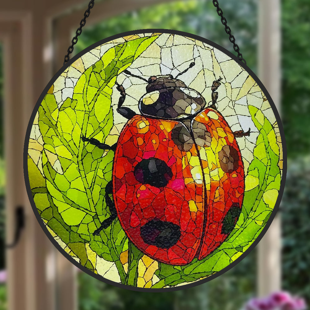 Kleeglee Rosen-Buntglas-Fensterbehänge – Handgefertigt, 17,8x17,8 Cm, Mit Kette