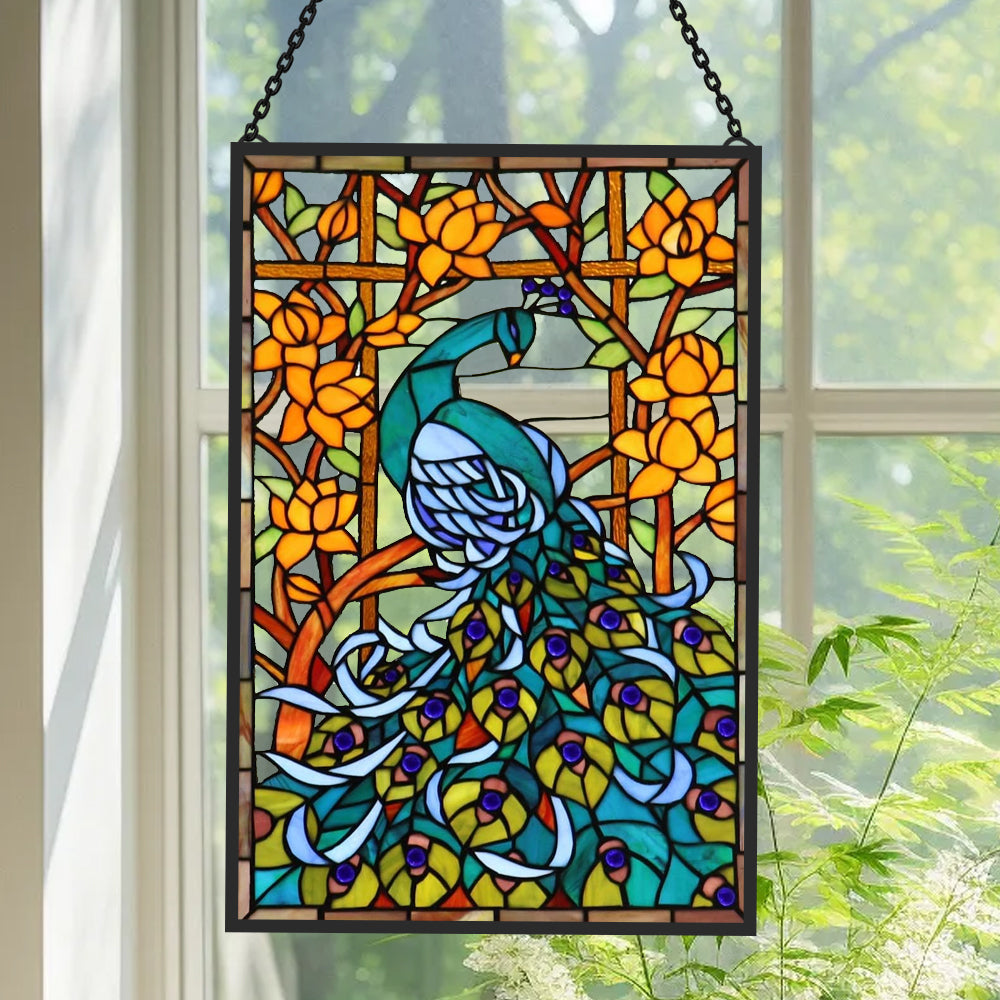 Pfau Sonnenfänger Gemalte Fensterdekorationen Dekohänger für Fenster
